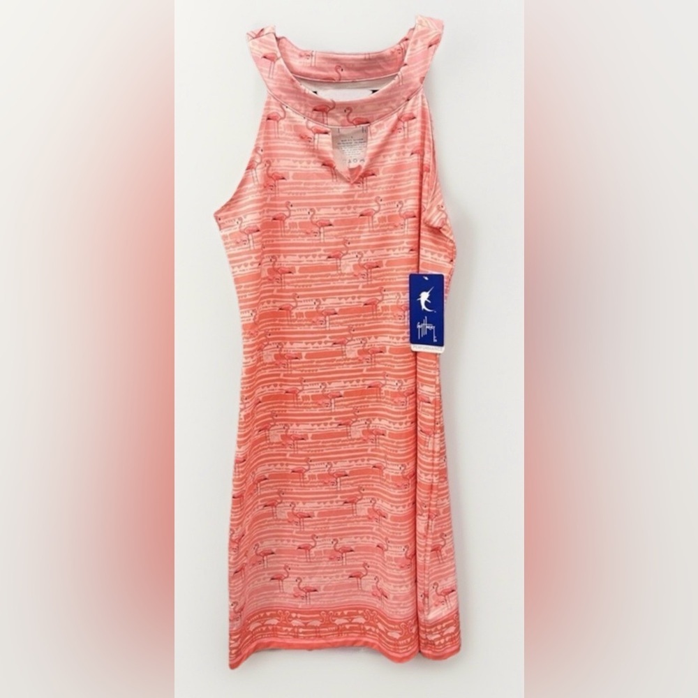 NWT Womens Small Guy Harvey Flamingo Watercolor Pink Dress Tropical UPF Swim